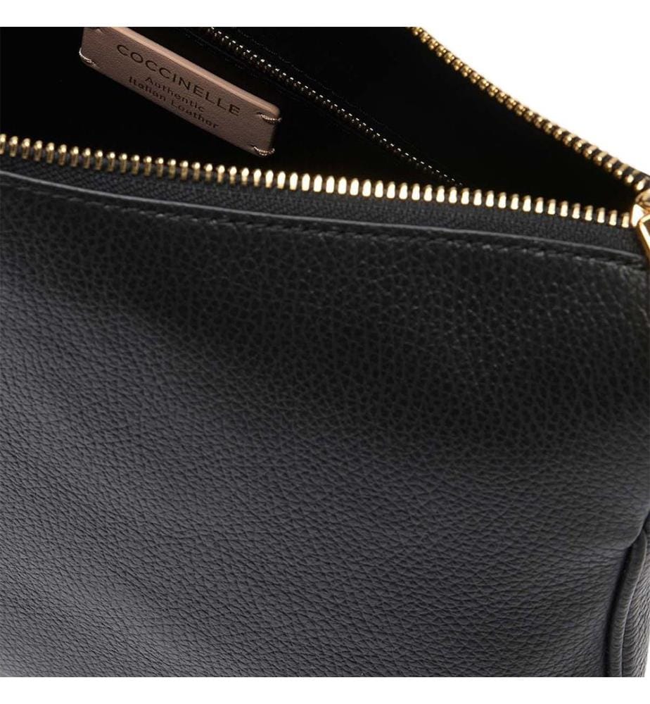 Magie Schultertasche - weiche Handtasche aus genarbtem Leder - Schwarz