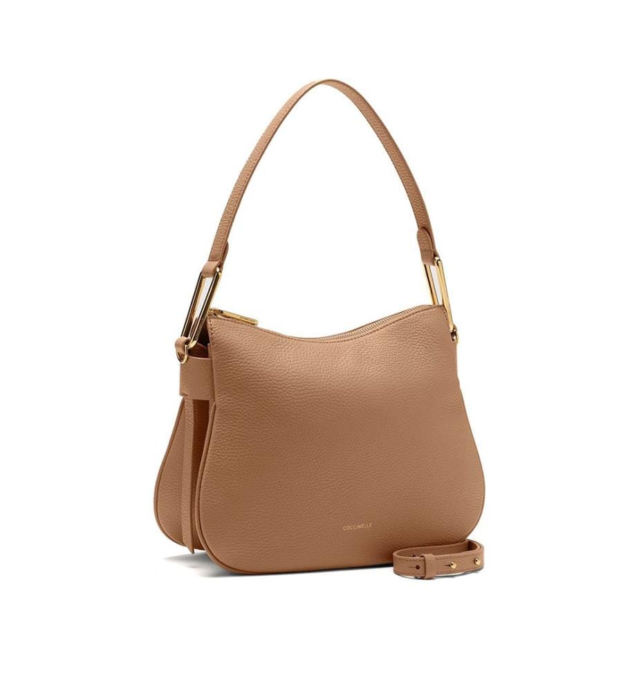 Magie Umhängetasche - weiche Handtasche aus genarbtem Leder - Nude