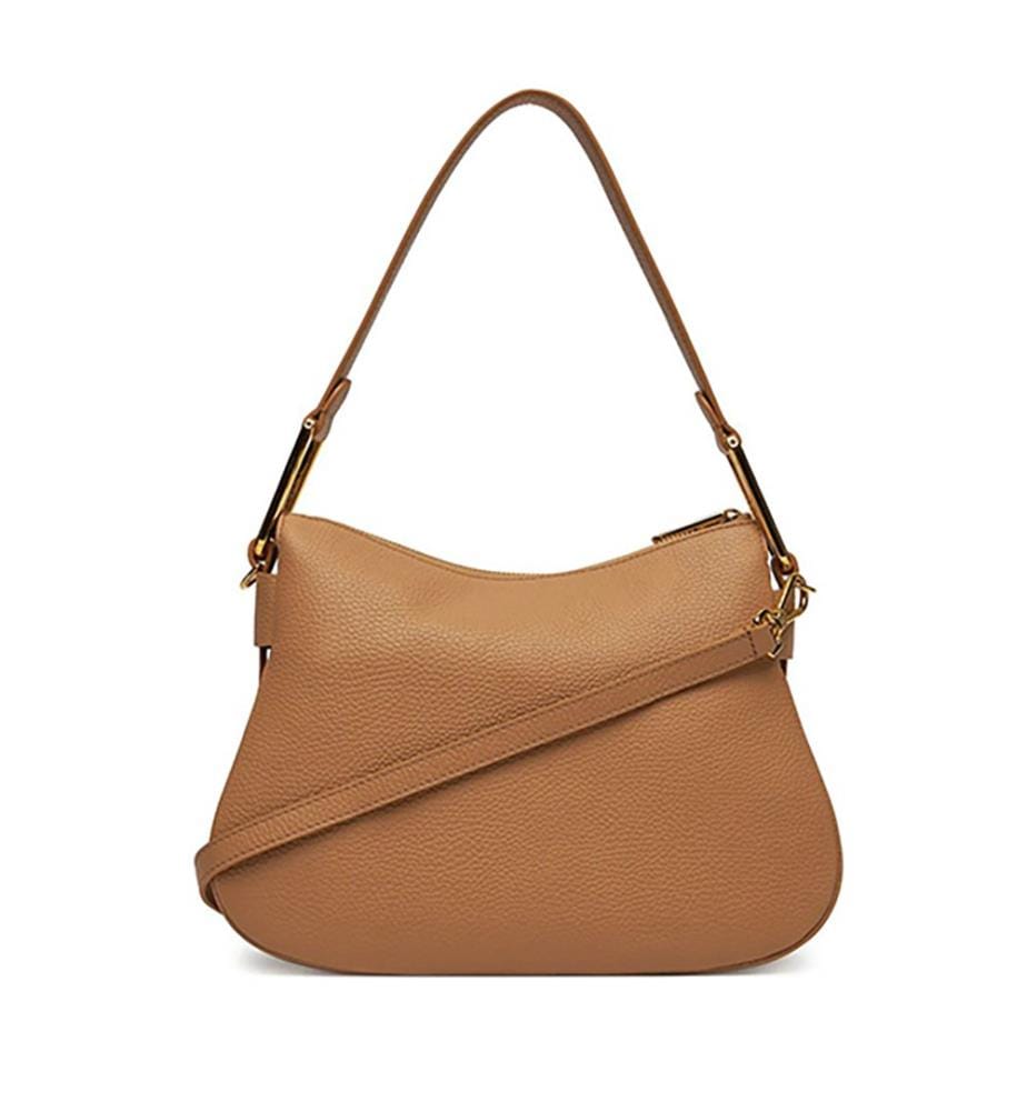 Magie Umhängetasche - weiche Handtasche aus genarbtem Leder - Nude