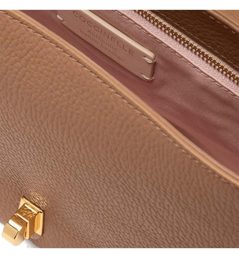 Magie Umhängetasche - weiche Handtasche aus genarbtem Leder - Nude