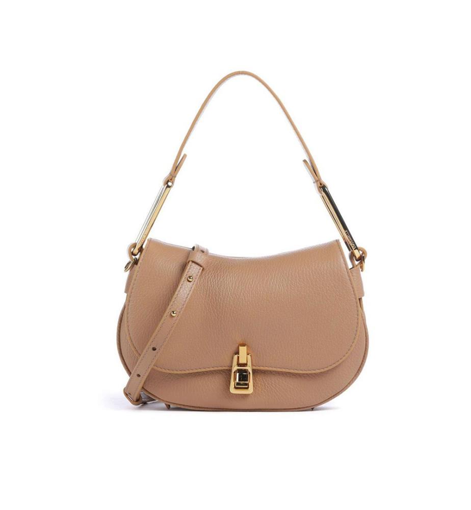 Magie Umhängetasche - weiche Handtasche aus genarbtem Leder - Nude