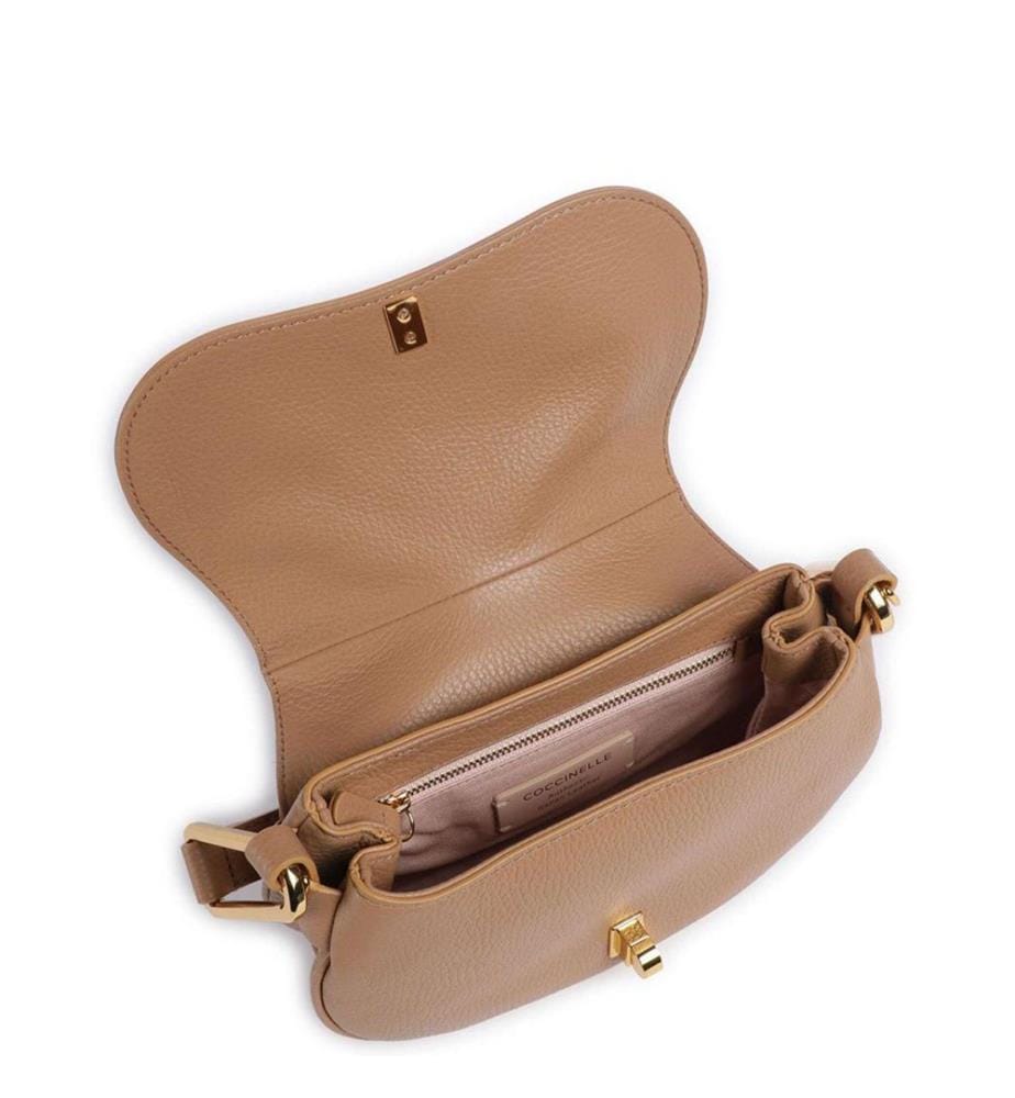 Magie Umhängetasche - weiche Handtasche aus genarbtem Leder - Nude
