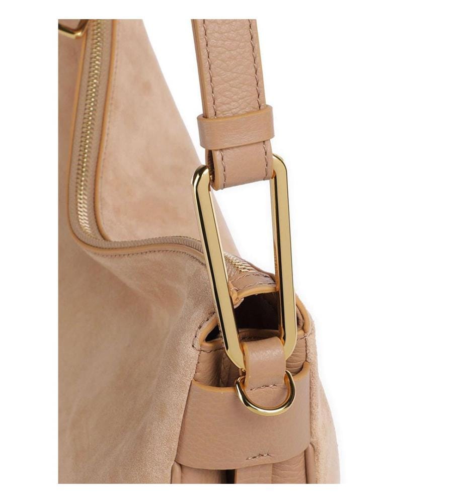 Magie Suede Bim Schultertasche - Veloursleder - Nude