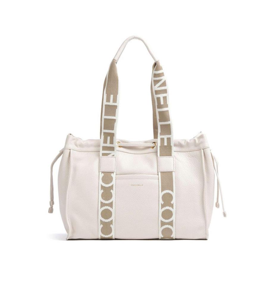 2Day Signature Tote Bag - Genarbtes Leder - Weisses Lammleder