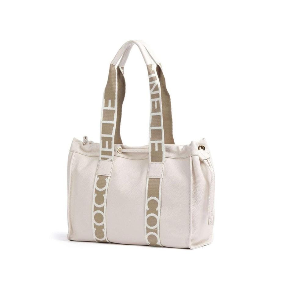 2Day Signature Tote Bag - Genarbtes Leder - Weisses Lammleder