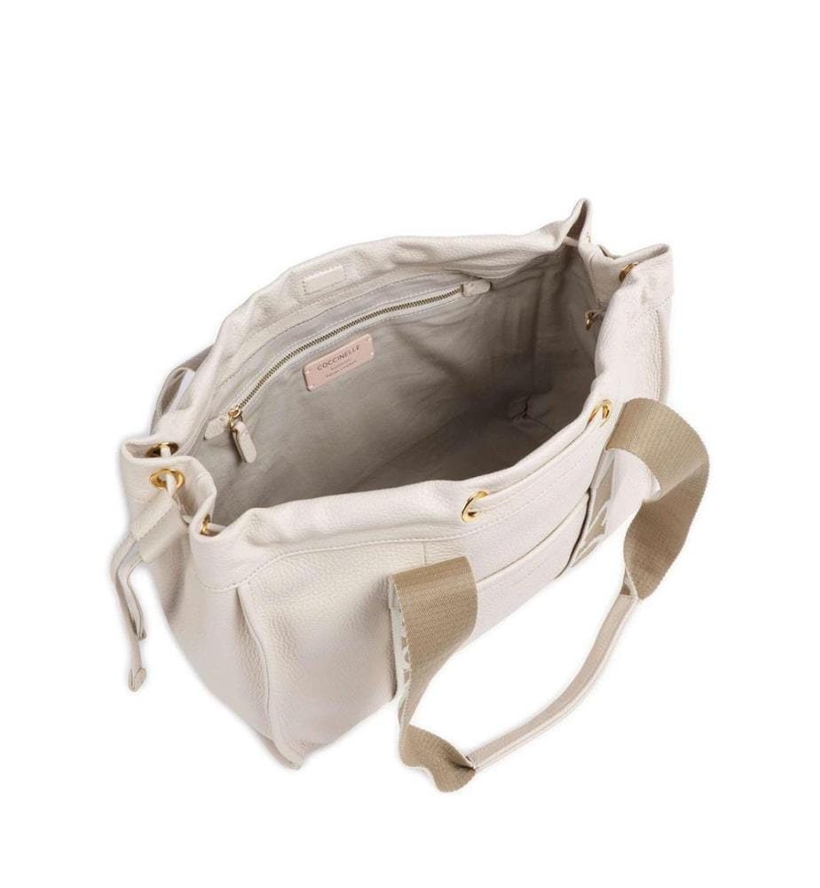 2Day Signature Tote Bag - Genarbtes Leder - Weisses Lammleder