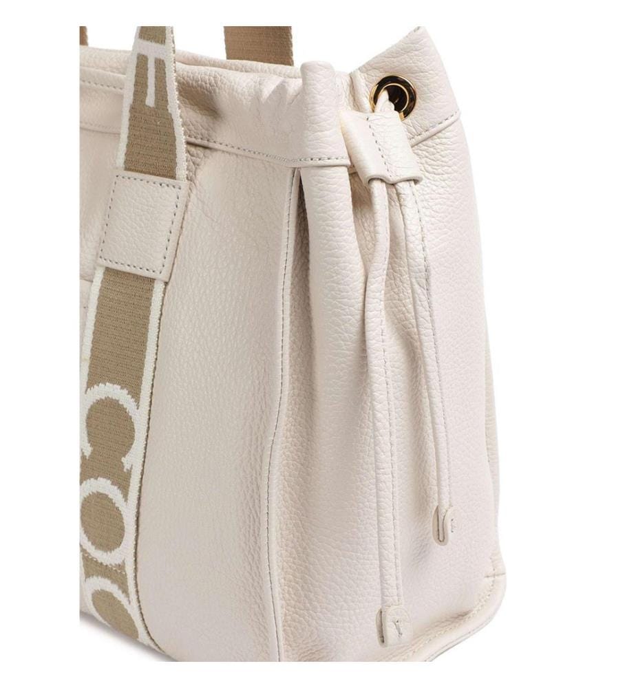 2Day Signature Tote Bag - Genarbtes Leder - Weisses Lammleder