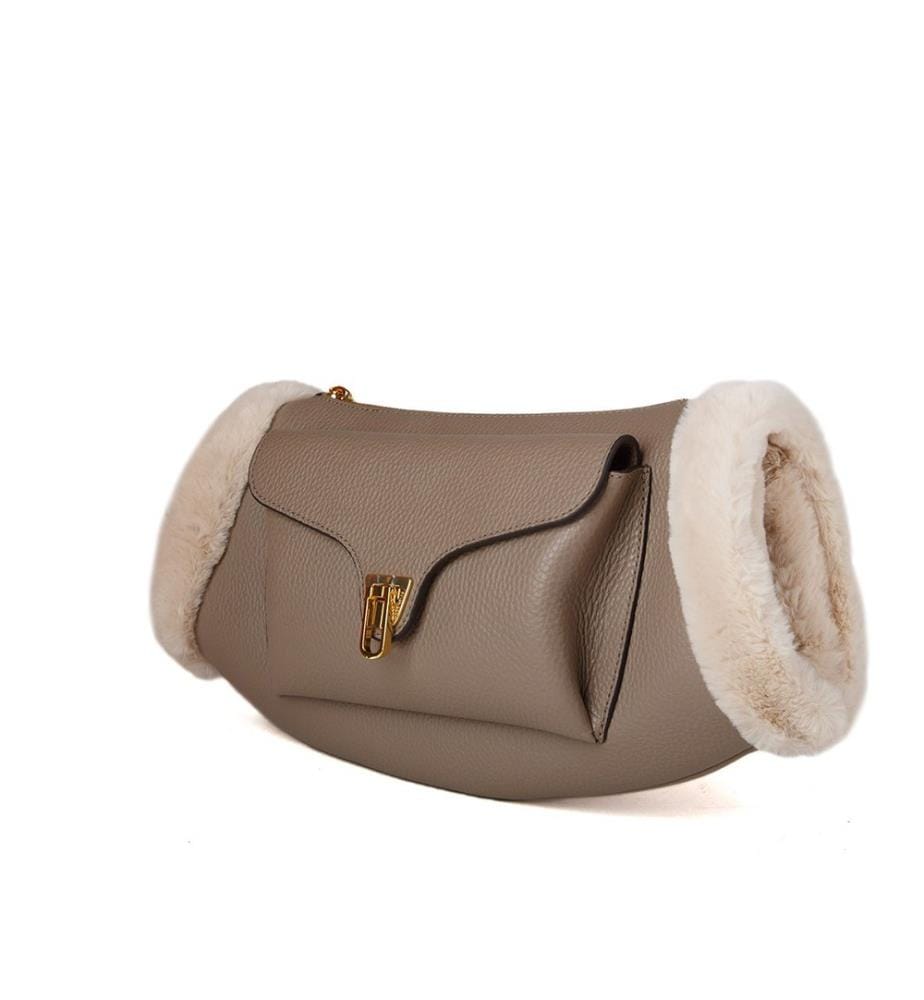 Beat Arctic Umhängetasche - Genarbtes Leder - Warm Taupe/Natural