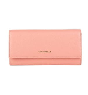 Weiche Brieftasche aus Metall in genarbtem Leder - Camelia