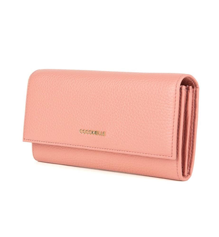 Weiche Brieftasche aus Metall in genarbtem Leder - Camelia
