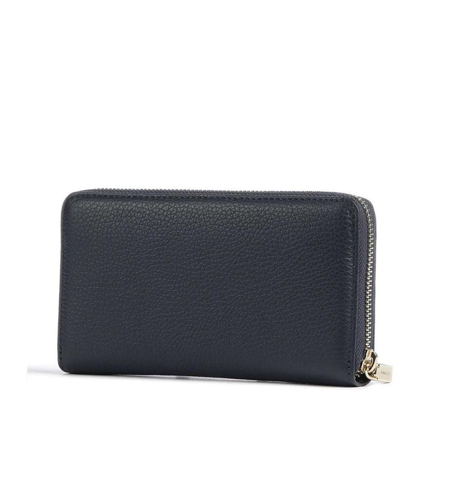 Metallisierte weiche Brieftasche - Genarbtes Leder - Nachtblau