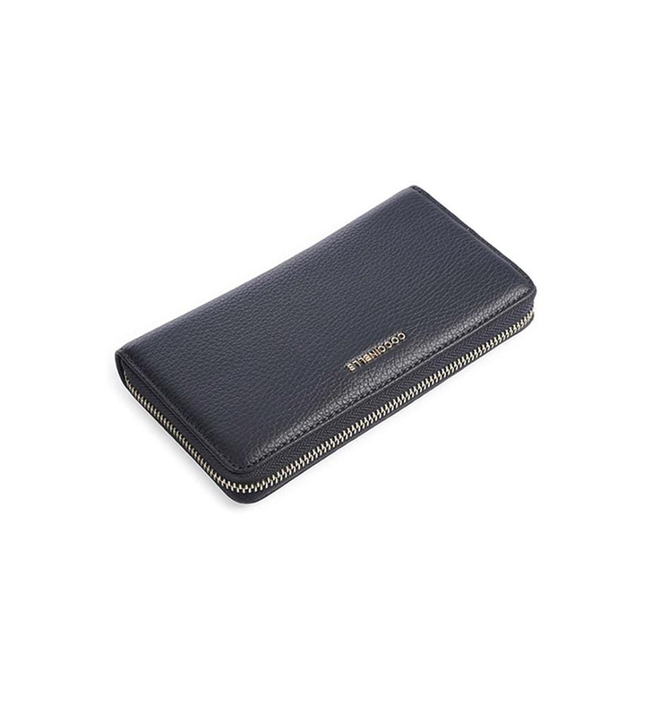 Metallisierte weiche Brieftasche - Genarbtes Leder - Nachtblau