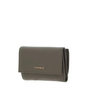 Metallisierte weiche Brieftasche - Genarbtes Leder - Lorbeergrün