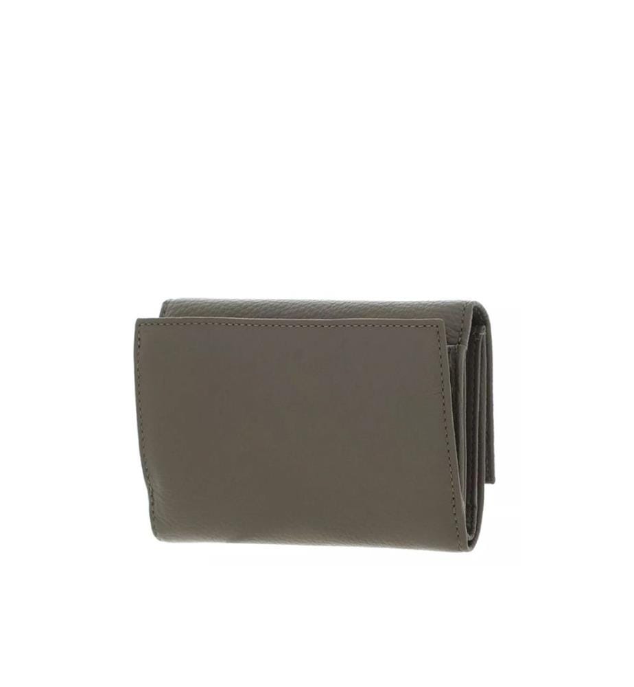 Metallisierte weiche Brieftasche - Genarbtes Leder - Lorbeergrün