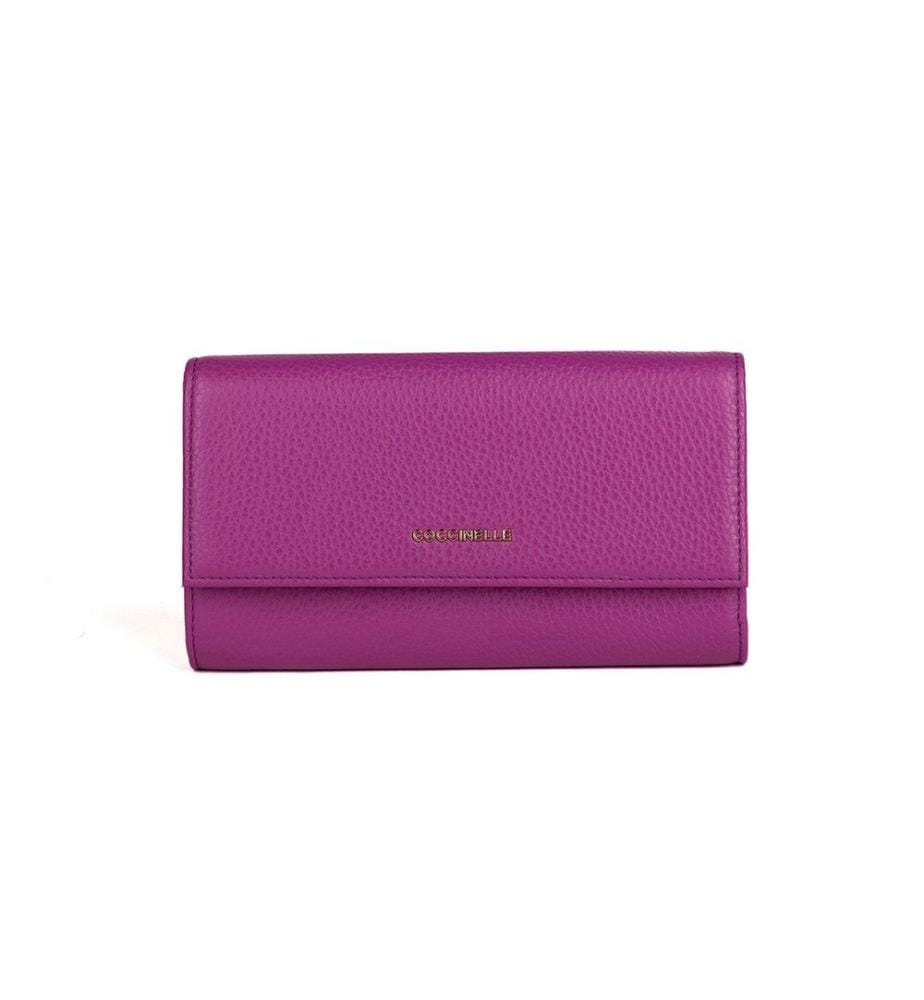 Flexible Brieftasche aus Metall - Genarbtes Leder - Dahlia