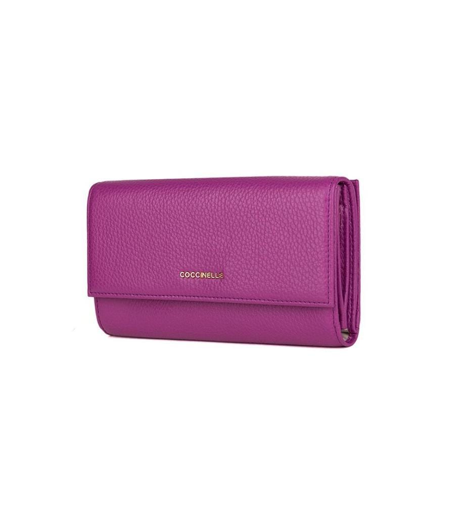 Flexible Brieftasche aus Metall - Genarbtes Leder - Dahlia
