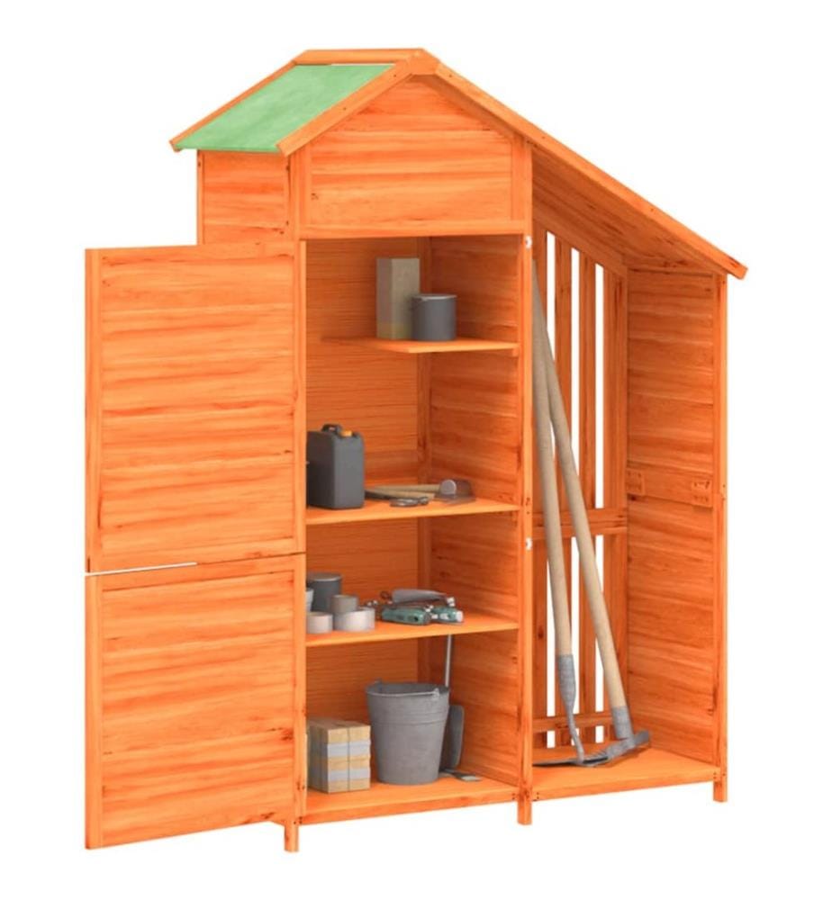 Abri à outils de jardin marron 120x53,5x170 cm bois massif pin