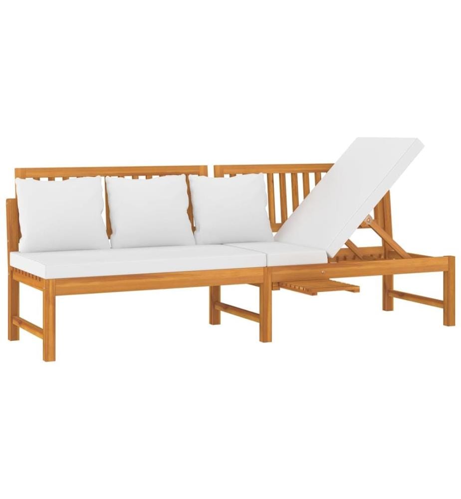 Lit de jour avec coussin crème 200x60x75cm Bois d'acacia solide