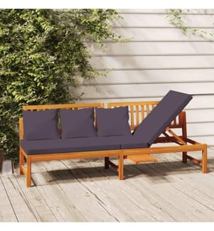 Tagesbett mit Grauen Kissen 200x60x75 cm Massivholz Akazie