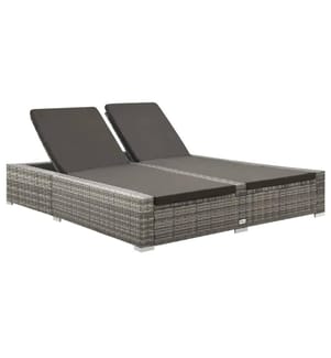 Doppel-Sonnenliege Poly Rattan Grau