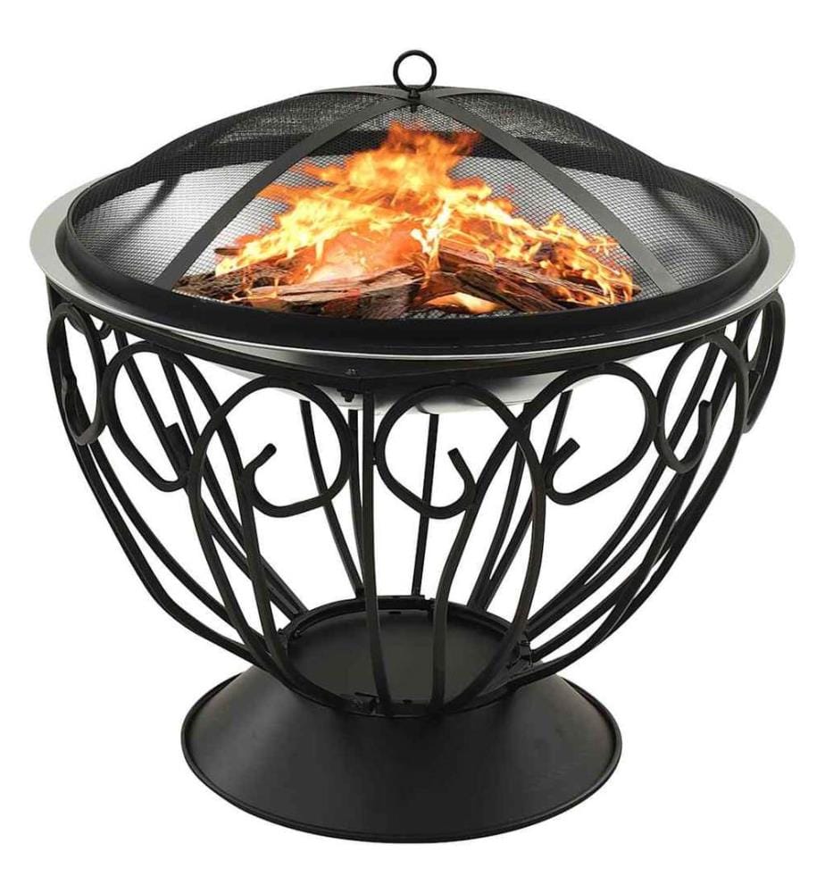 2in1 Feuerschale und Grill mit Schürhaken 59x59x60 cm Edelstahl