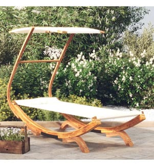 Sonnenliege mit Dach 100x190x134 cm Bugholz Massiv Creme
