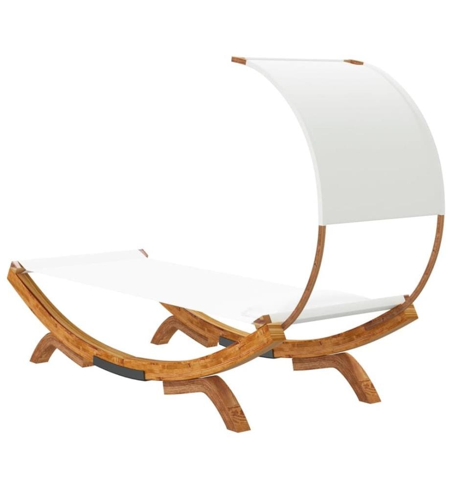Sonnenliege mit Dach 100x200x126 cm Bugholz Massiv Creme