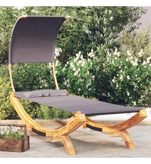 Sonnenliege mit Dach 100x200x126 cm Bugholz Massiv Anthrazit