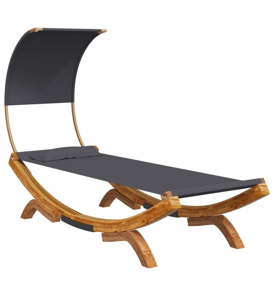 Lit repos et auvent 100x200x126 cm Bois courbé Anthracite