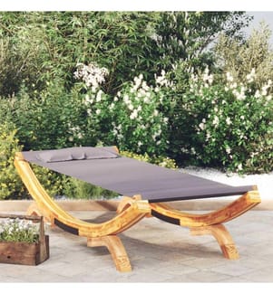 Sonnenliege 100x188,5x44 cm Bugholz Massiv Anthrazit