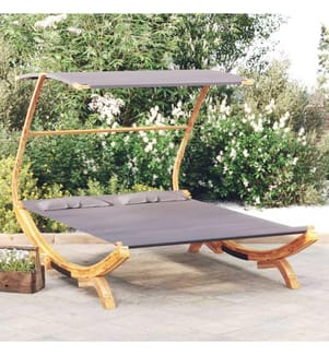Sonnenliege mit Dach 165x203x138 cm Bugholz Massiv Anthrazit
