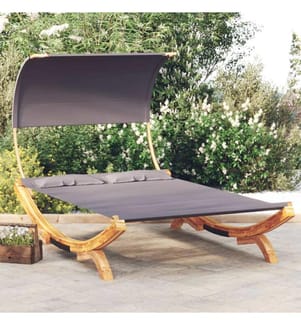 Sonnenliege mit Dach 165x203x126 cm Bugholz Massiv Anthrazit