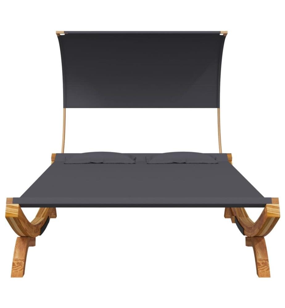 Lit repos et auvent 165x203x126 cm Bois courbé Anthracite