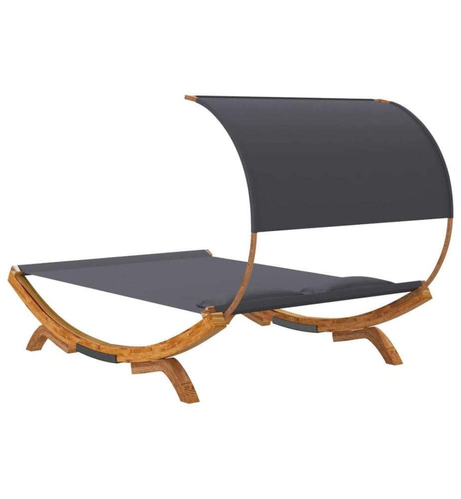 Lit repos et auvent 165x203x126 cm Bois courbé Anthracite