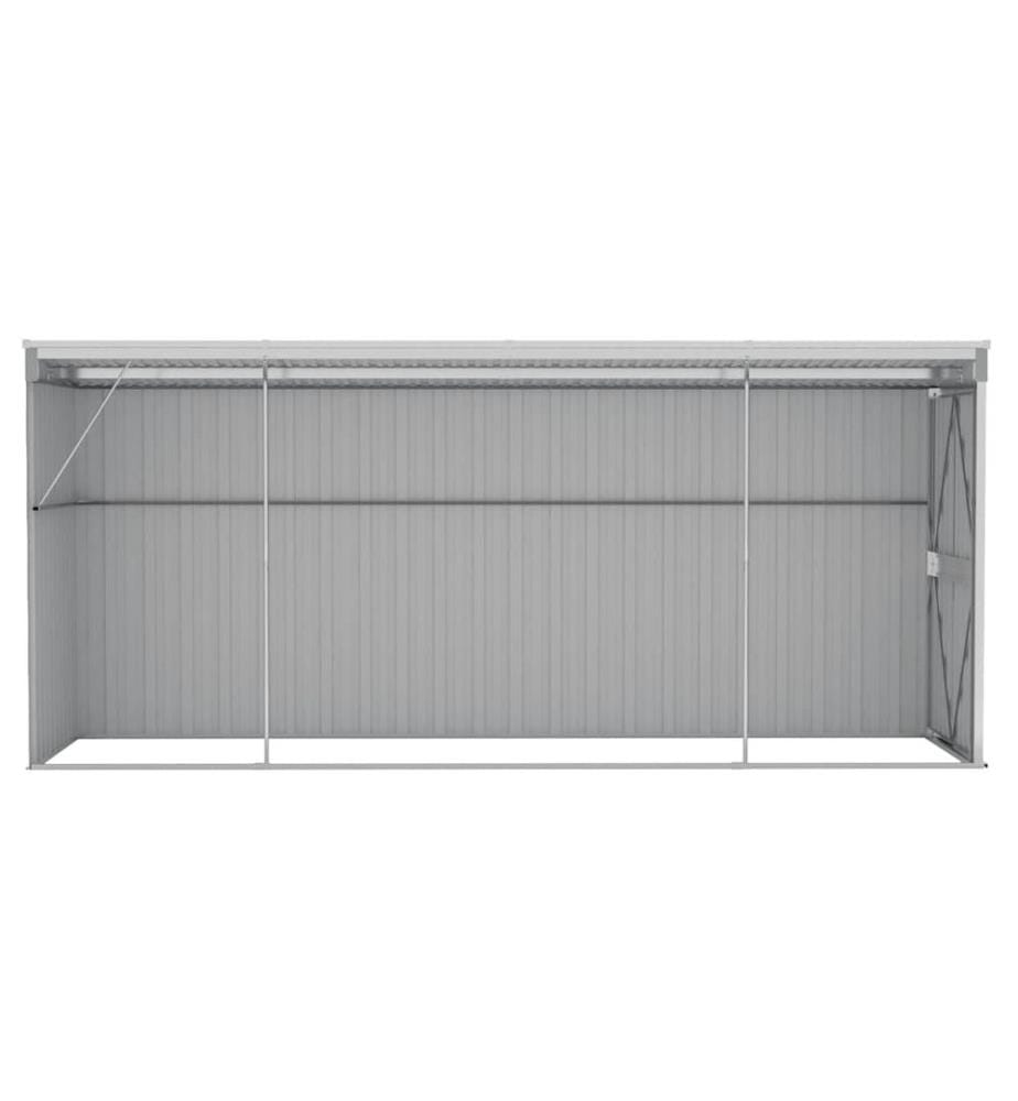 Anbauschuppen Grau 118x382x178 cm Verzinkter Stahl