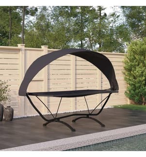 Outdoor-Loungebett mit Dach Schwarz Stahl und Oxford-Stoff
