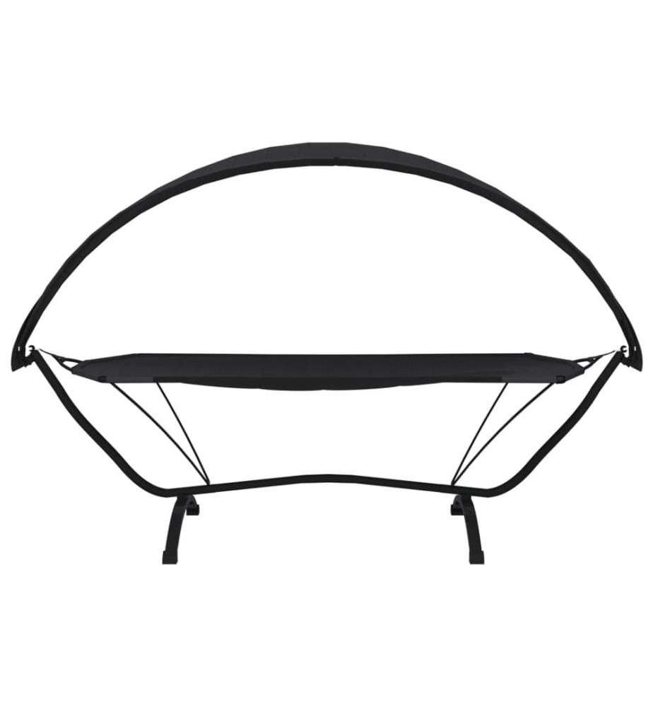 Outdoor-Loungebett mit Dach Schwarz Stahl und Oxford-Stoff