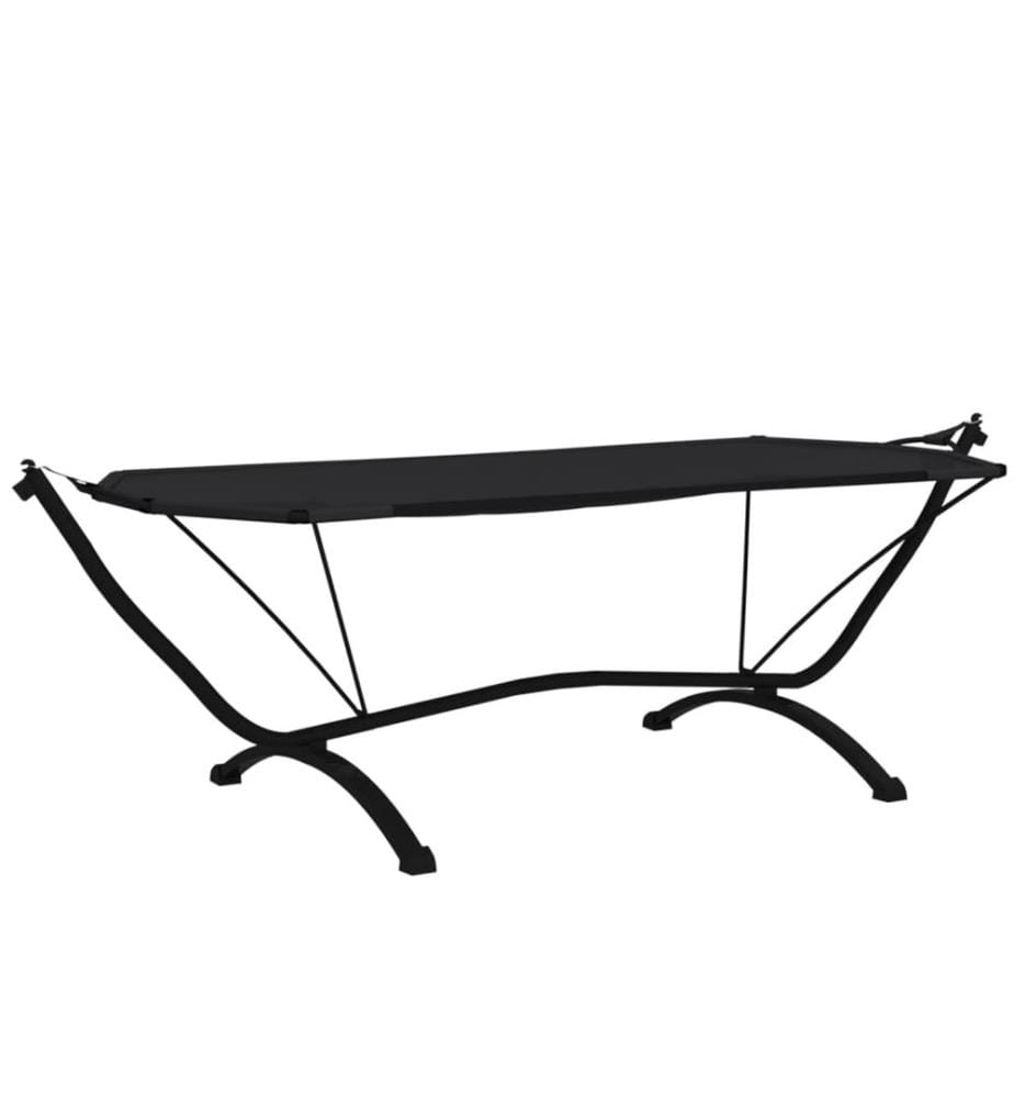 Outdoor-Loungebett mit Dach Schwarz Stahl und Oxford-Stoff