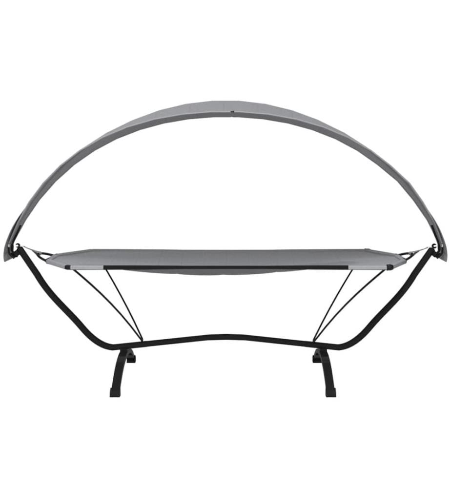 Outdoor-Loungebett mit Dach Grau Stahl und Oxford-Stoff
