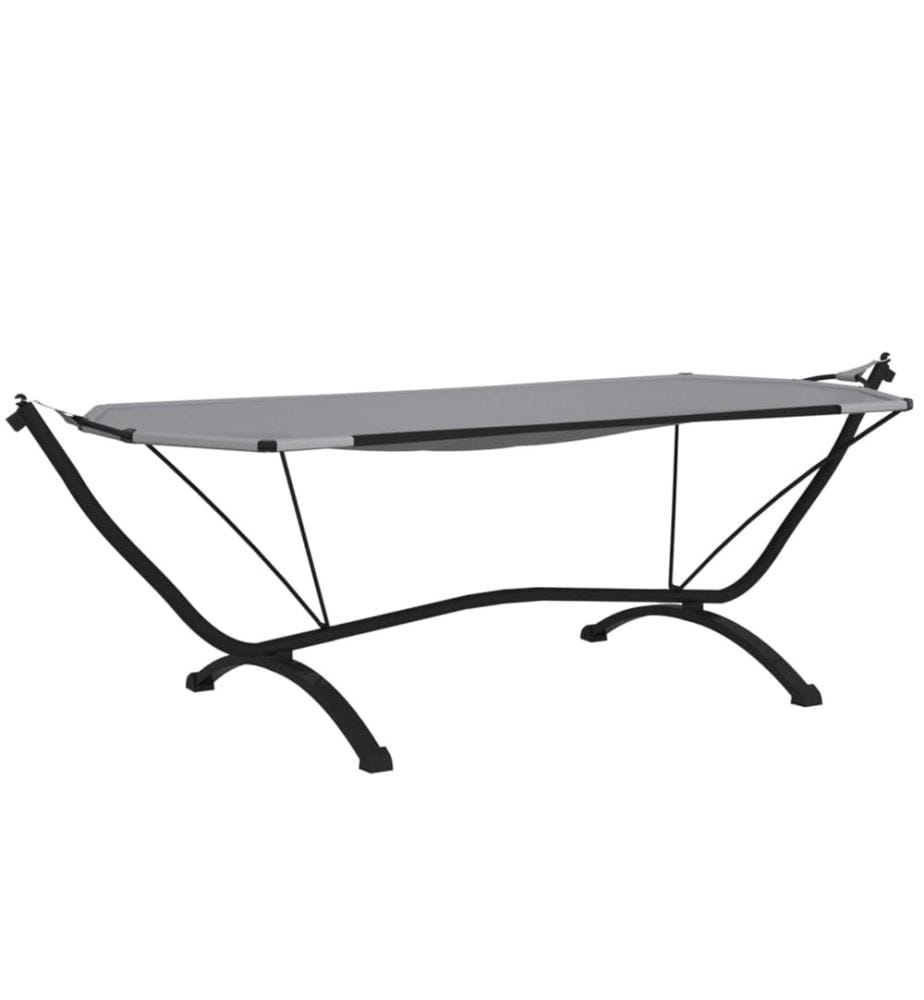 Outdoor-Loungebett mit Dach Grau Stahl und Oxford-Stoff