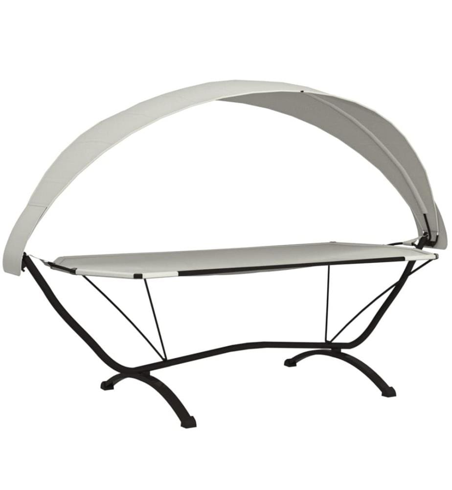 Outdoor-Loungebett mit Dach Creme Stahl und Oxford-Stoff