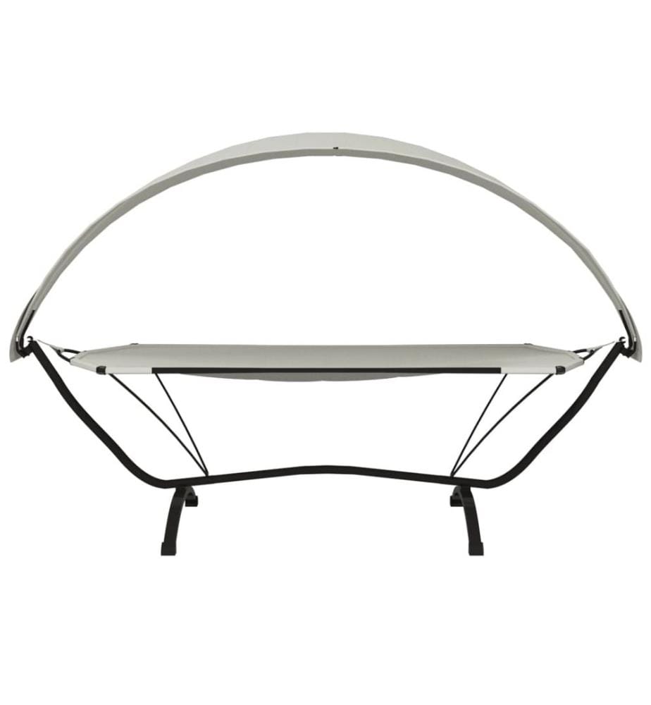 Outdoor-Loungebett mit Dach Creme Stahl und Oxford-Stoff