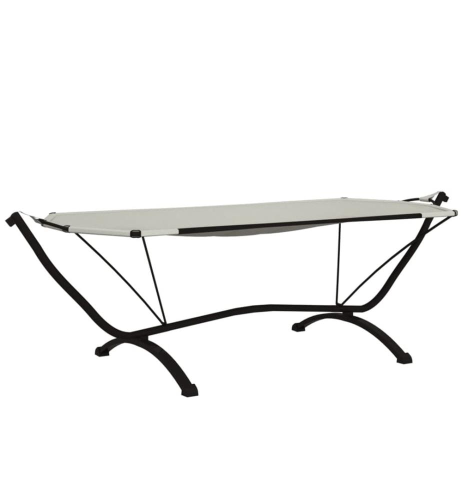 Outdoor-Loungebett mit Dach Creme Stahl und Oxford-Stoff