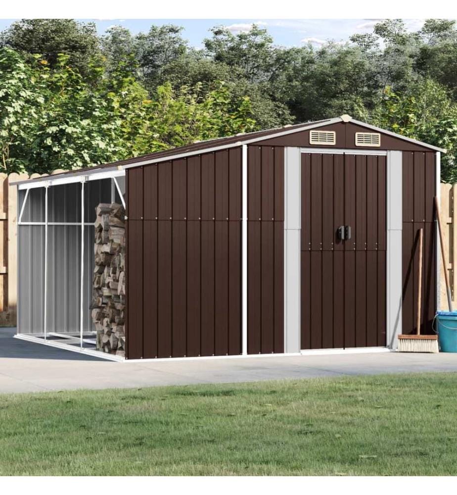 Abri de jardin marron 277x279x179 cm acier galvanisé