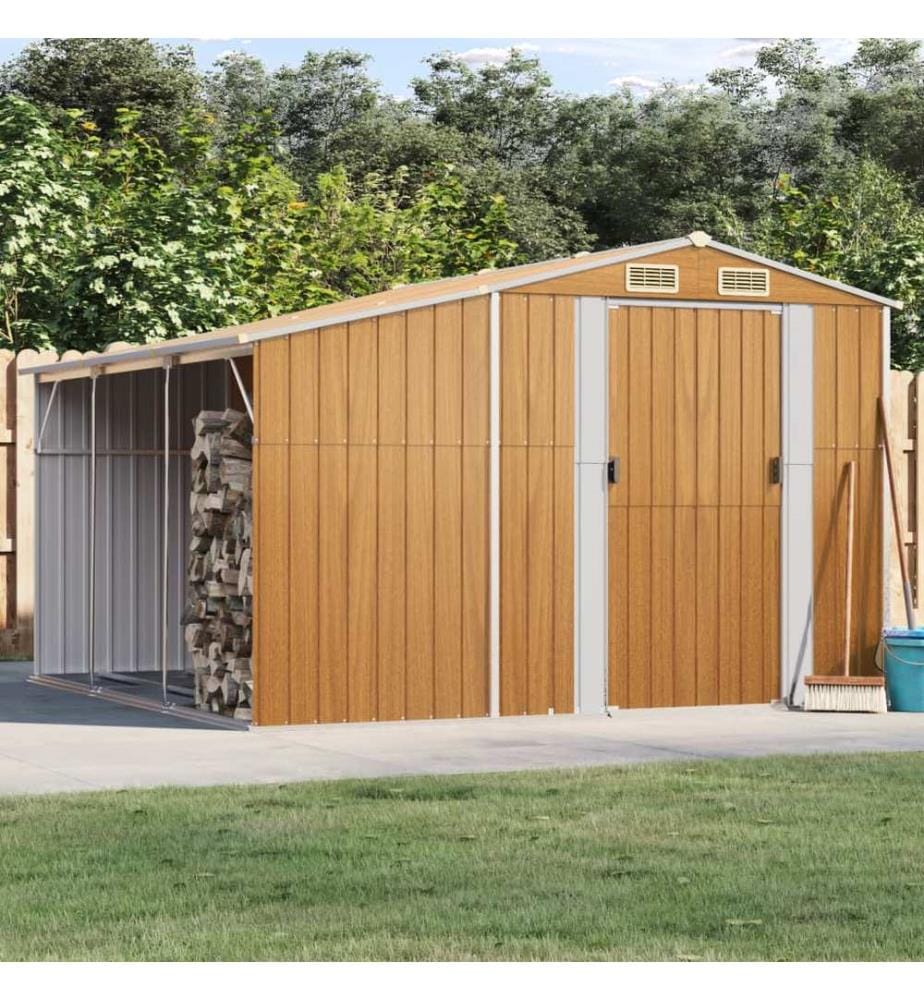 Abri de jardin marron clair 277x279x179 cm Métal galvanisé