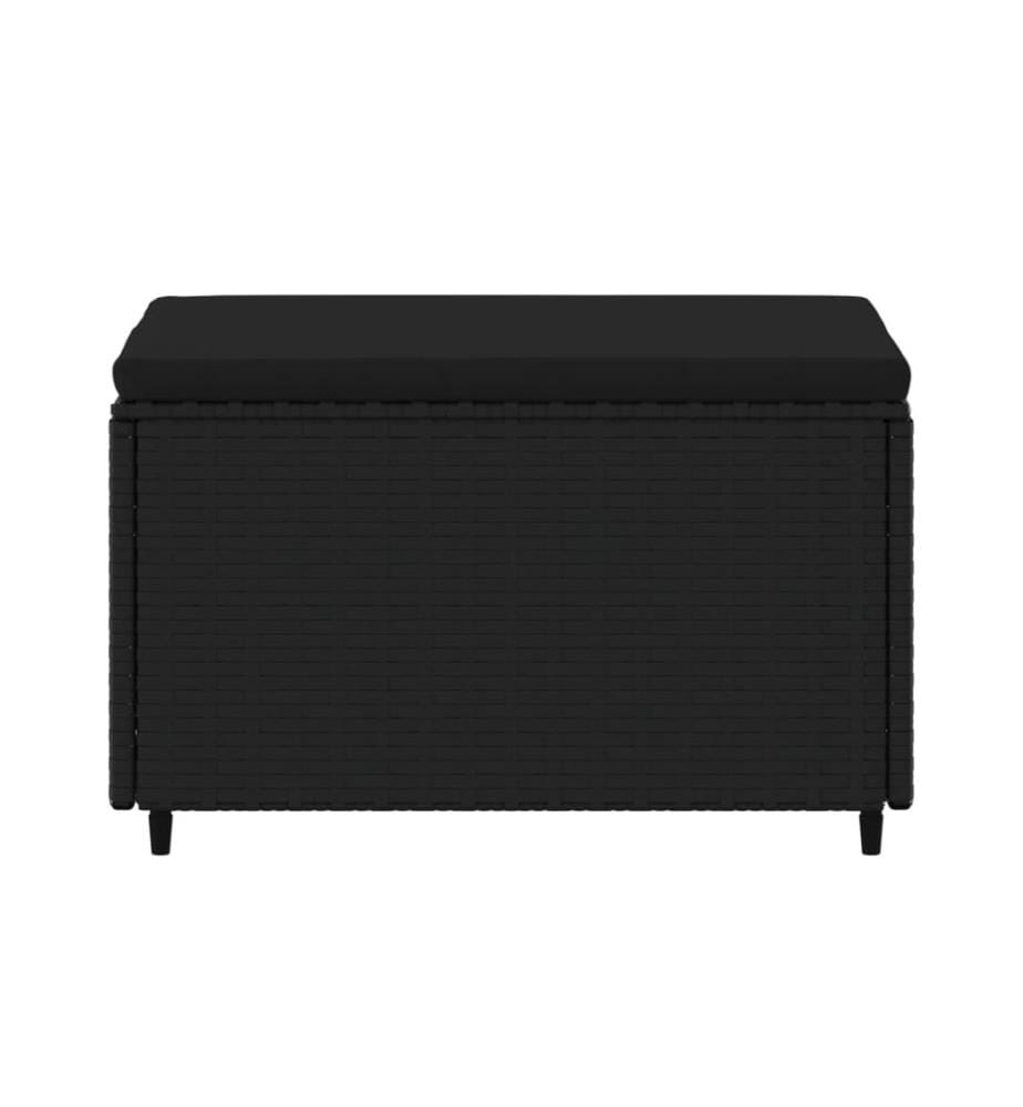 Gartenhocker mit Kissen Schwarz Poly Rattan