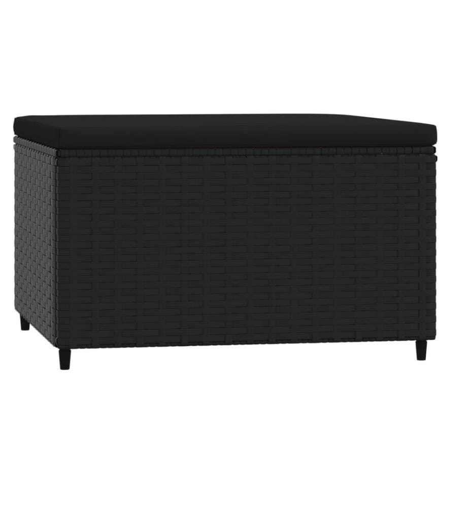 Gartenhocker mit Kissen Schwarz Poly Rattan