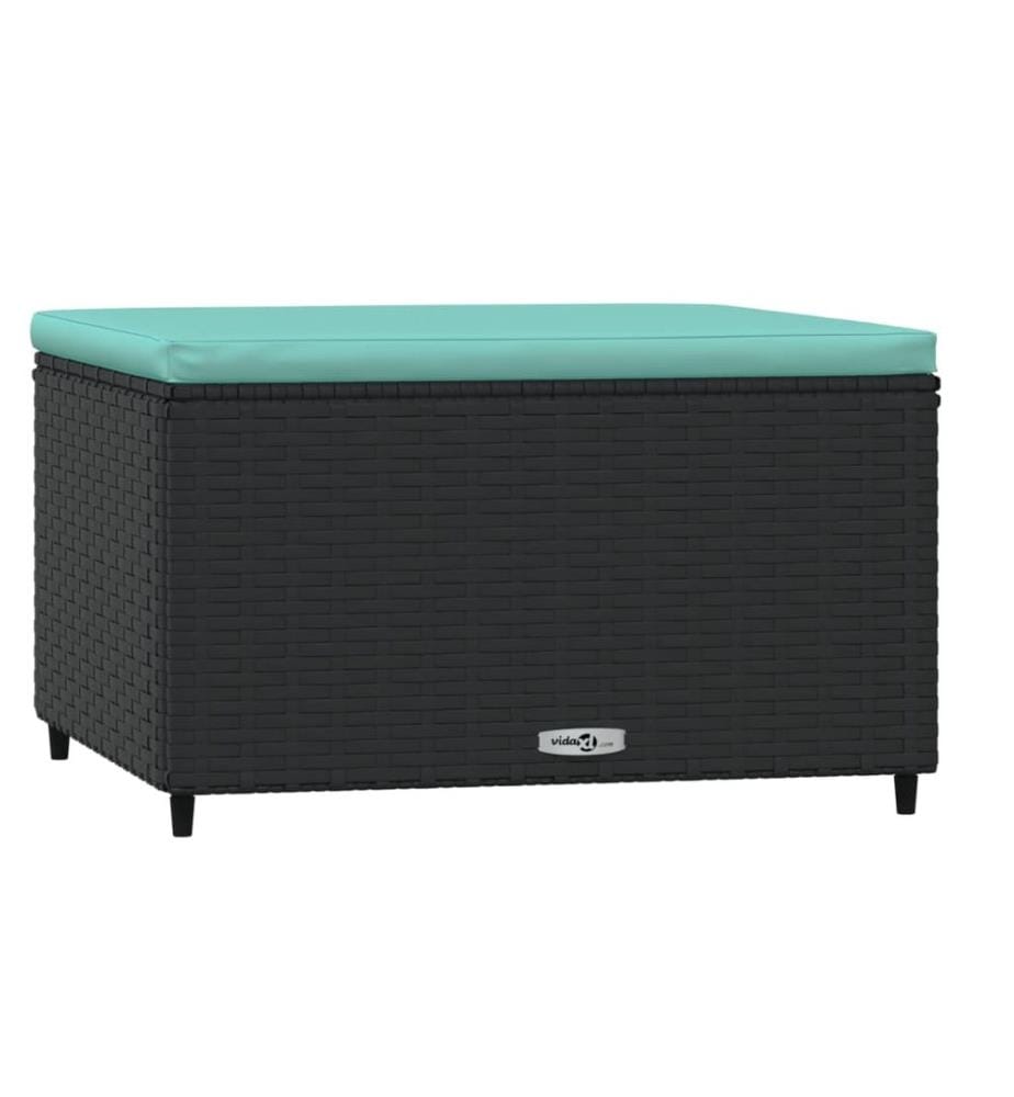 Gartenhocker mit Kissen Schwarz Poly Rattan