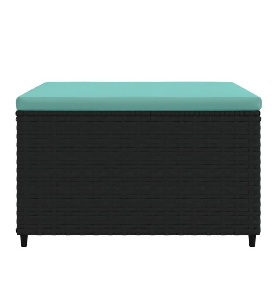 Gartenhocker mit Kissen Schwarz Poly Rattan