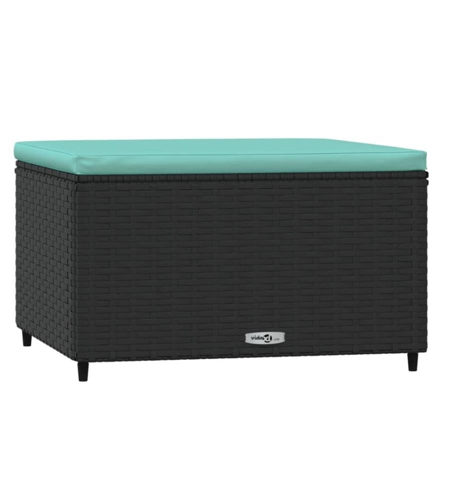 Gartenhocker mit Kissen 2 Stk. Schwarz Poly Rattan